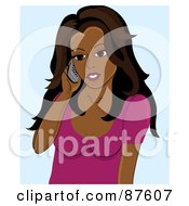 Royalty Free RF Clipart Illustration Of An Attractive Indian Woman Using A Cell Phone