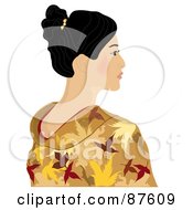 Poster, Art Print Of Beautiful Geisha Woman In A Gold Kimono