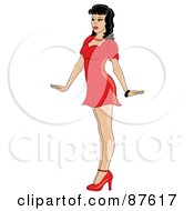 Sexy Pinup Girl In Red Heels And A Short Dress