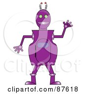 Royalty Free RF Clipart Illustration Of A Friendly Purple Robot Standing And Waving