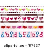 Royalty Free RF Clipart Illustration Of A Digital Collage Of Heart Lip And Gender Borders by BNP Design Studio