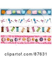 Royalty Free RF Clipart Illustration Of A Digital Collage Of Patch Scissors Thread And Button Borders