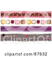Royalty Free RF Clipart Illustration Of A Digital Collage Of Stitch Patch And Safety Pin Borders