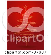 Royalty Free RF Clipart Illustration Of A Golden Light Christmas Tree With A Star On Red
