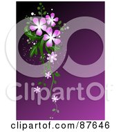 Poster, Art Print Of Purple Background With Purple Flowers And Green Foliage