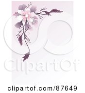 Poster, Art Print Of Pastel Purple Background With A Pink Flower And Purple Foliage