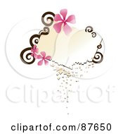 Royalty Free RF Clipart Illustration Of A Blank Crumbling Text Box With Brown Swirls And Pink Flowers