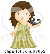 Royalty Free RF Clipart Illustration Of An Astrological Cute Scorpio Girl Holding A Scorpion
