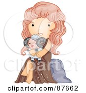 Royalty Free RF Clipart Illustration Of An Astrological Cute Aries Girl Holding A Ram