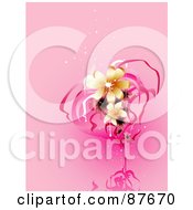 Royalty Free RF Clipart Illustration Of A Magical Pink Heart With Yellow Flowers Over Pink