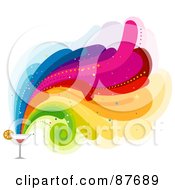 Royalty Free RF Clipart Illustration Of Rainbow Waves Shooting Out From A Cocktail
