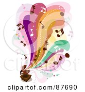 Poster, Art Print Of Colorful Waves And Music Notes Flowing Out Of A Vintage Gramophone