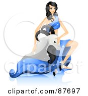 Royalty Free RF Clipart Illustration Of A Beautiful Horoscope Capricorn Woman Petting A Sea Goat by BNP Design Studio