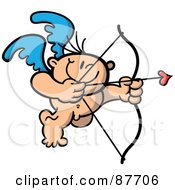 Royalty Free RF Clipart Illustration Of A Mischievous Cupid In Action Ready To Make A Match With His Arrow by Zooco