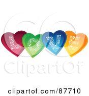 Poster, Art Print Of Shiny Colorful Hearts Spelling Out Love