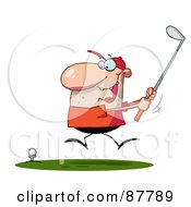 Poster, Art Print Of Excited Toon Guy Swinging His Golf Club