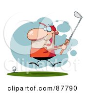 Energetic Toon Guy Swinging His Golf Club