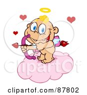 Poster, Art Print Of Happy Baby Cupid Ready To Do Some Match Making From A Cloud