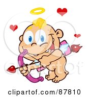 Poster, Art Print Of Happy Flying Baby Cupid Ready To Do Some Match Making