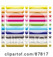 Royalty Free RF Clipart Illustration Of A Digital Collage Of Colorful Star Rectangular Oval And Square App Buttons On White by michaeltravers