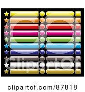 Royalty Free RF Clipart Illustration Of A Digital Collage Of Colorful Star Rectangular Oval And Square App Buttons On Black