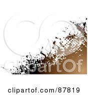 Poster, Art Print Of Background Of Grungy Brown Halftone And Splatters On White