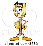 Clipart Picture Of A Broom Mascot Cartoon Character Pointing At The Viewer by Toons4Biz
