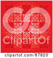 Royalty Free RF Clipart Illustration Of A Seamless Background Of Floral Squares On Red