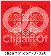 Poster, Art Print Of Seamless Background Of Floral Squares On Red