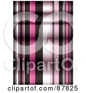 Royalty Free RF Clipart Illustration Of A Seamless Black And Pink Stripe Background With A Fold Shadow by michaeltravers
