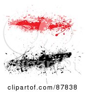 Digital Collage Of Red And Black Ink Splatter Strands
