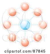 Royalty Free RF Clipart Illustration Of A Blue Circle Surrounded By Pink Networked Orbs by michaeltravers