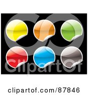 Poster, Art Print Of Digital Collage Of Blank Shiny Colorful Stickers On Black