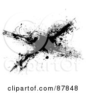 Royalty Free RF Clipart Illustration Of A Black Ink Splatter Cross