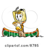 Clipart Picture Of A Broom Mascot Cartoon Character Rowing A Boat by Toons4Biz