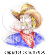 Poster, Art Print Of Sketched Cowboy In A Hat