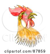 Poster, Art Print Of Brown And Red Rooster Head