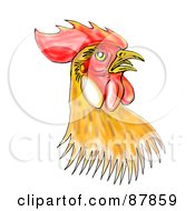 Royalty Free RF Clipart Illustration Of A Brown And Red Rooster Head