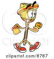 Clipart Picture Of A Broom Mascot Cartoon Character Speed Walking Or Jogging by Toons4Biz