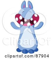 Poster, Art Print Of Cute Blue Monster With A Big Toothy Smile