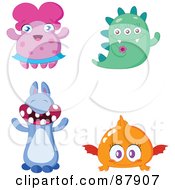 Poster, Art Print Of Digital Collage Of Four Cute Monsters