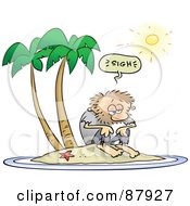 Poster, Art Print Of Shaggy Toon Guy Sighing While Stranded On A Deserted Island