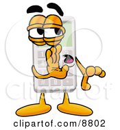 Clipart Picture Of A Calculator Mascot Cartoon Character Whispering And Gossiping