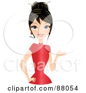 Royalty Free RF Clipart Illustration Of A Pretty Chinese Woman In A Red Cheongsam Dress by Melisende Vector