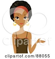 Royalty Free RF Clipart Illustration Of A Stunning Black Woman Presenting With One Hand by Melisende Vector