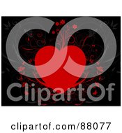 Poster, Art Print Of Red Floral Heart Over Black