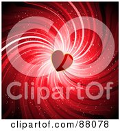 Poster, Art Print Of Red Heart In The Center Of A Sparkly Red Swirl Background