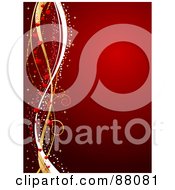 Royalty Free RF Clipart Illustration Of A Deep Red Background With Waves Of Tiny Hearts And Lines