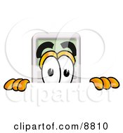 Poster, Art Print Of Calculator Mascot Cartoon Character Peeking Over A Surface