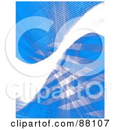Poster, Art Print Of Blue Background With A Bright White Swoosh Stripes And Binary Coding